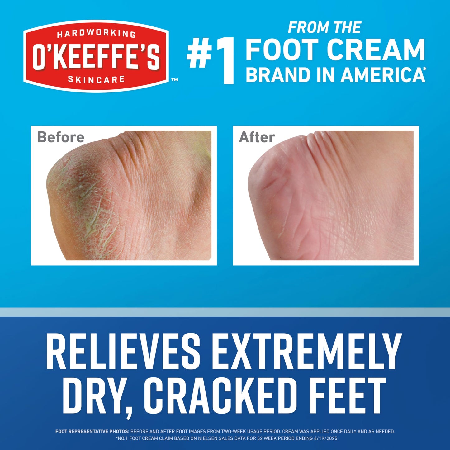O'Keeffe's for Healthy Feet Foot Cream - 3.2 oz Jar (1 Pack) - Guaranteed Relief for Extremely Cracked, Dry Feet, Repairing Skincare, Instantly Boosts
