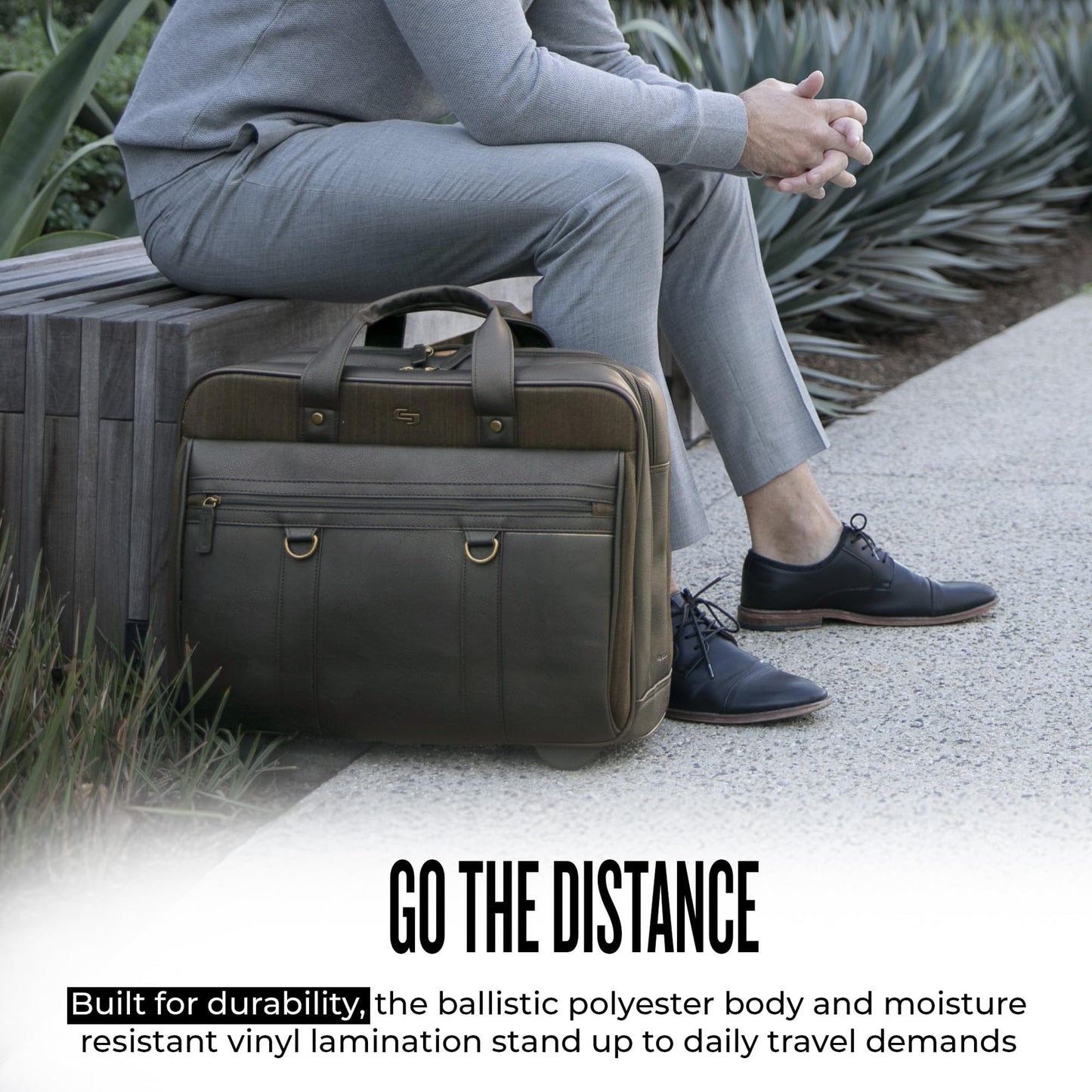Solo New York Macdougal Rolling Laptop Bag. Rolling Briefcase for Women and Men. Fits Up to 17.3 Inch Laptop - Espresso, Olive Green, 14" x 17.8" x