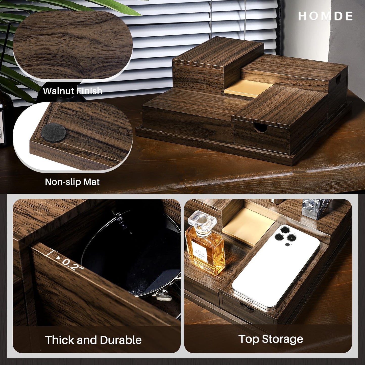 Homde Cologne Organizer - 4 Tier Perfume Display Tray with Hidden Drawers - Perfect for Men Essentials Accessories