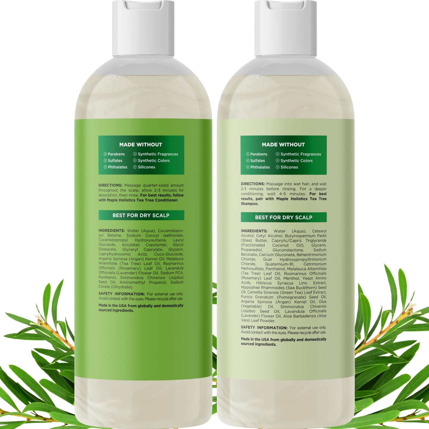 Tea Tree Shampoo and Conditioner Set - Sulfate Free Clarifying Shampoo and Conditioner for Oily Hair & Scalp Care with Cleansing Tea Tree Oil