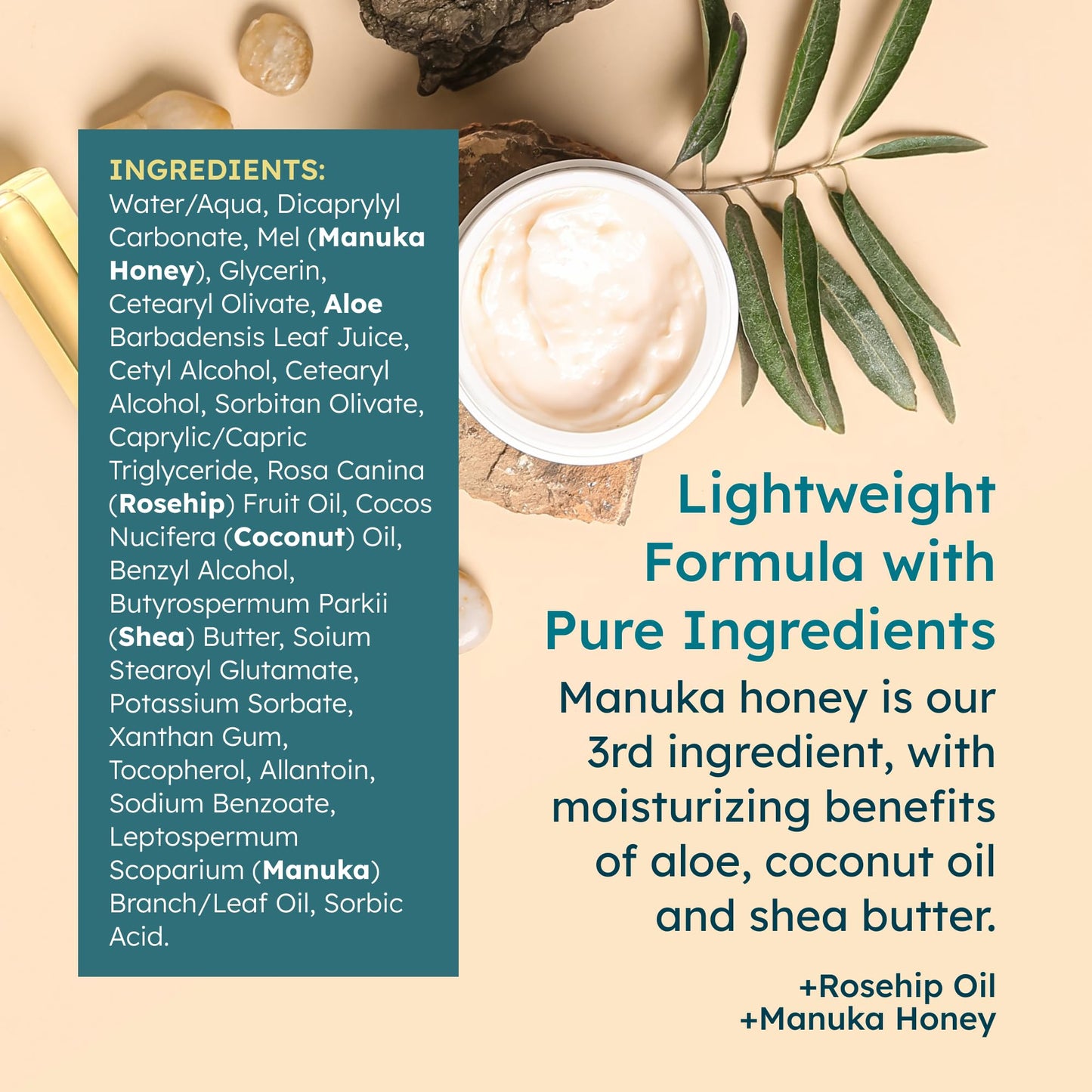 MELORA Manuka Honey Moisturizing Face Cream (1.7 Oz) - Face Moisturizer with Manuka Honey & Oil for Dry or Sensitive Skin - Anti-Aging Cream Facial