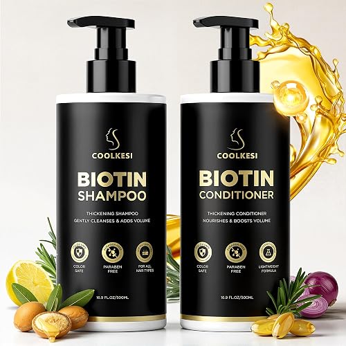 COOLKESI Tripeptide-Infused Biotin Hair Growth Shampoo and Conditioner Set, Onion Anti-Loss Volumizing Moisturizing Treatment for Soft Shine Hair