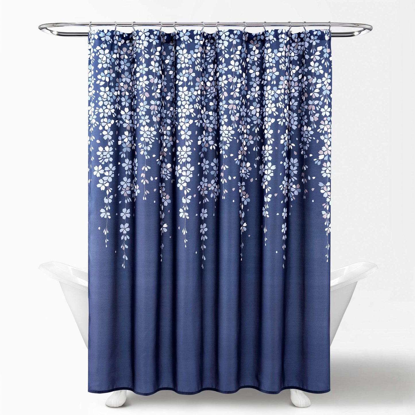 Lush Decor Weeping Flower Shower Curtain, Navy