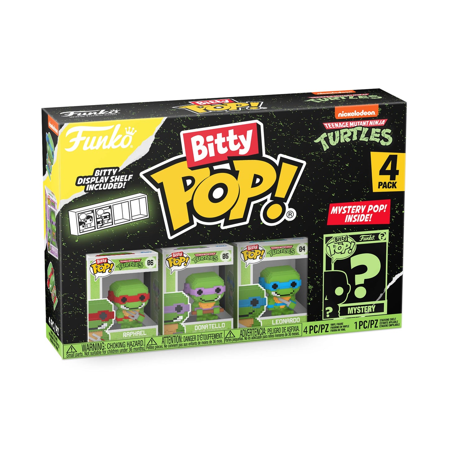 Funko Bitty POP! Teenage Mutant Ninja Turtles (TMNT) - Shredder, 4-Pack - 8-Bit Raphael, 8-Bit Donatello, 8-Bit Leonardo and A Surprise Mystery Mini…