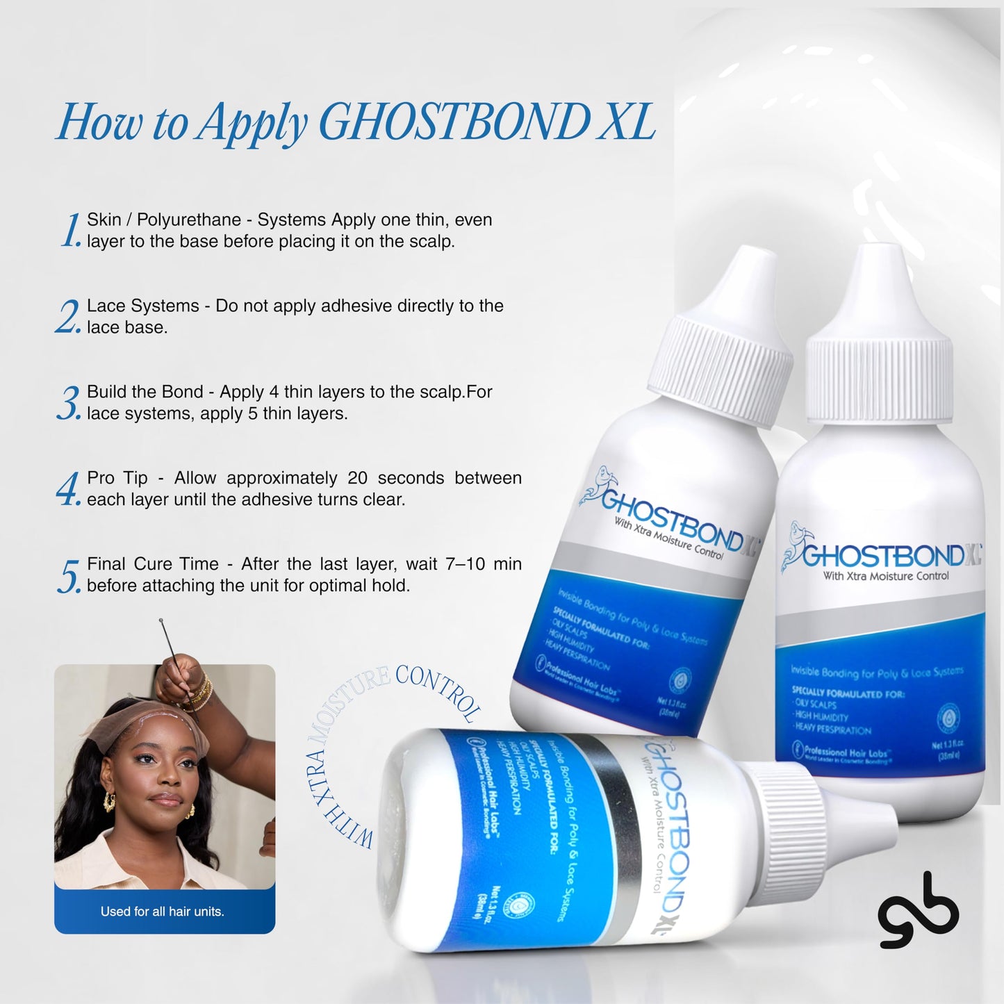 GHOSTBOND XL Hair Replacement Adhesive 1.3oz- Invisible Wig Bonding Glue: Water & Oil-Resistant, Non-Toxic, Light Hold for Secure and Natural-Looking