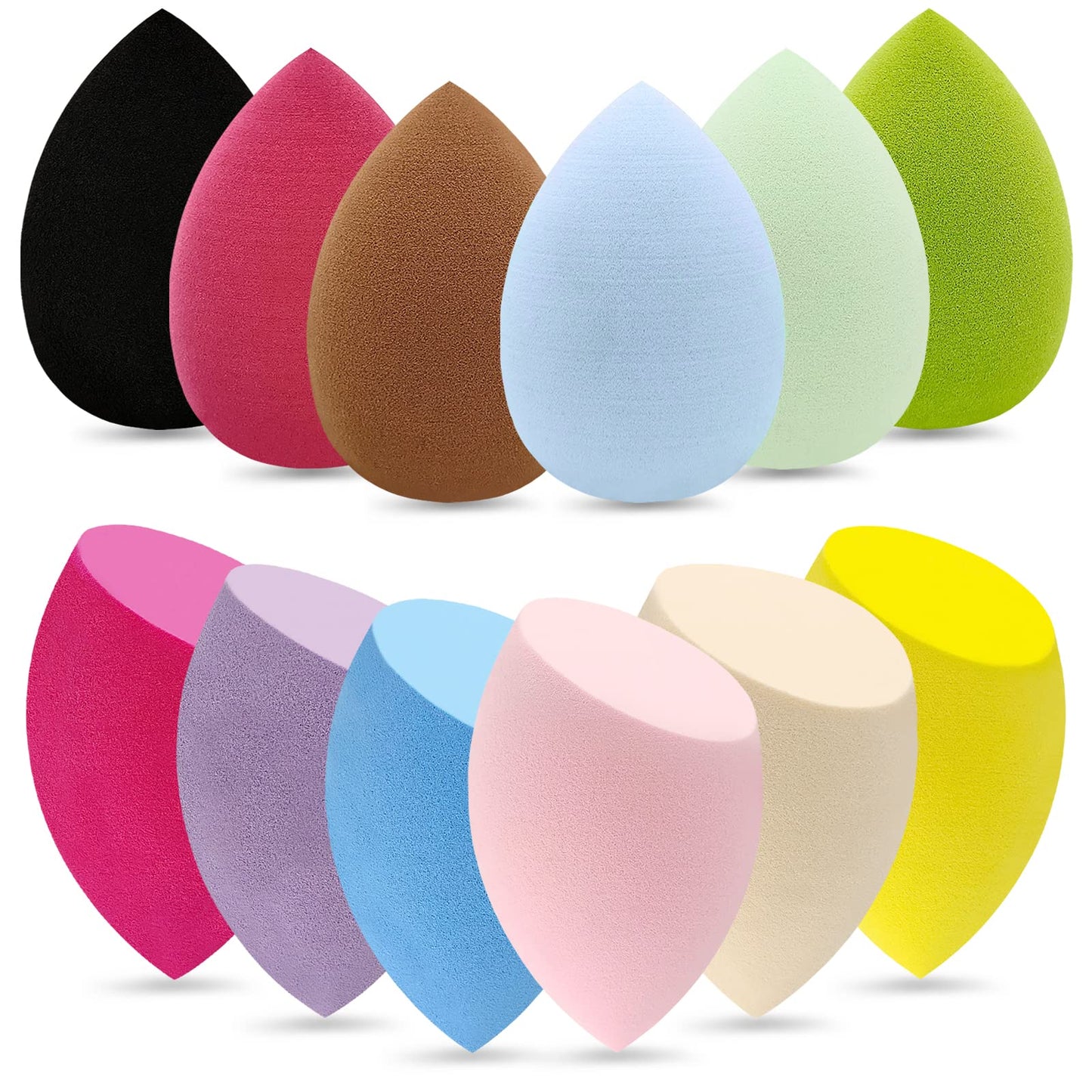 12 Pieces Professional Makeup Sponge Set,Latex Free Flawless Soft Setting Face Puffs,Multicolor Beauty Sponge Blender Cosmetic Applicator