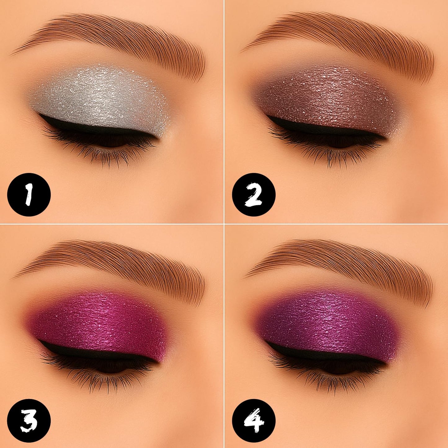 Profusion Cosmetics Amethyst Gems 5 Shades Glitter Eyeshadow Palette - Multi-Color Sparkle with Built-In Primer, Richly Pigmented & Blendable, Vegan…