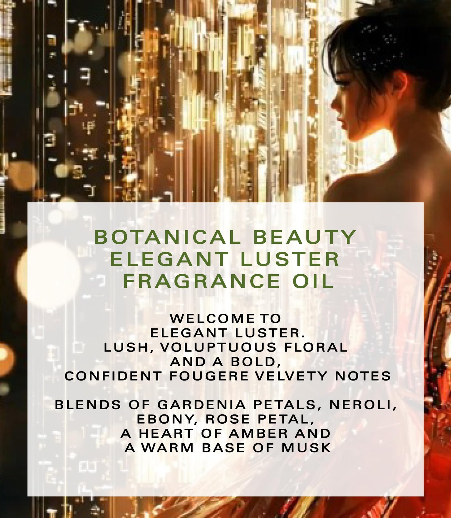Botanical Beauty ELEGANT LUSTER FRAGRANCE OIL ROLL-ON 0.169 Fl Oz 5 ml Rollerball Perfume, Long Lasting an luxury scent, blends of Gardenia petals