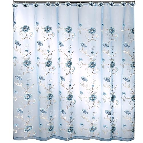 Popular Bath Dublin Rose Collection Shower Curtain Blue