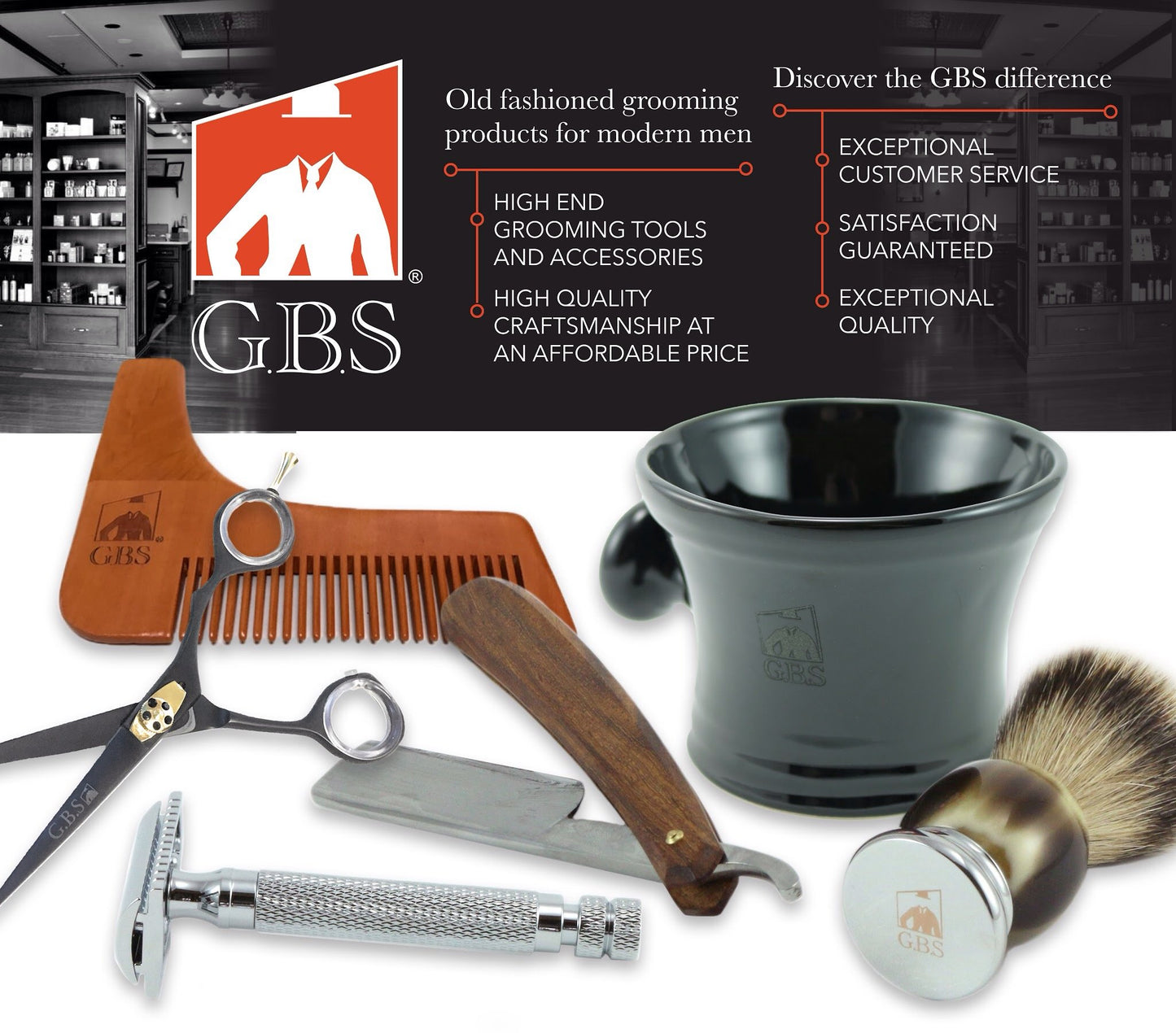G.B.S Men's - Professional Shaving Straight Razor with Leather Case Beauty and Personal Care G.B.S