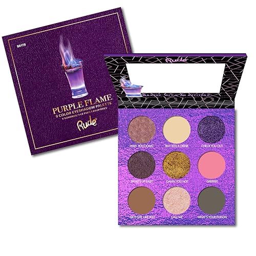 Rude Cosmetics Cocktail Party 9 Eyeshadow Palette - Purple Flame Eye Shadow Women 0.39 oz