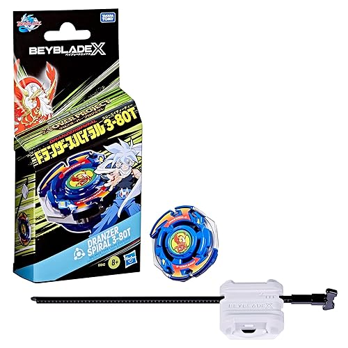 Beyblade X X-Over Project Dranzer Spiral 3-80T Starter Pack Set with Takara Tomy Balance Type Top and Launcher, Battling Tops Game Toys, Ages 8+