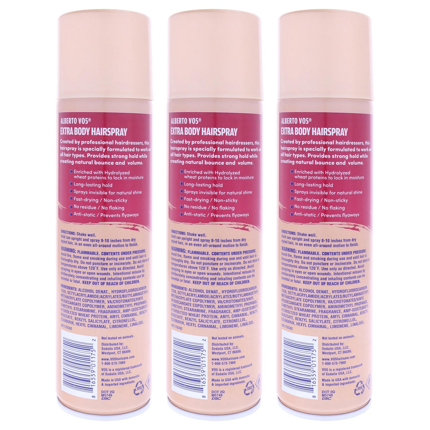 Alberto VO5 Crystal Clear Extra Body Hair Spray for Unisex - 8.5 oz Hair Spray - Pack of 3
