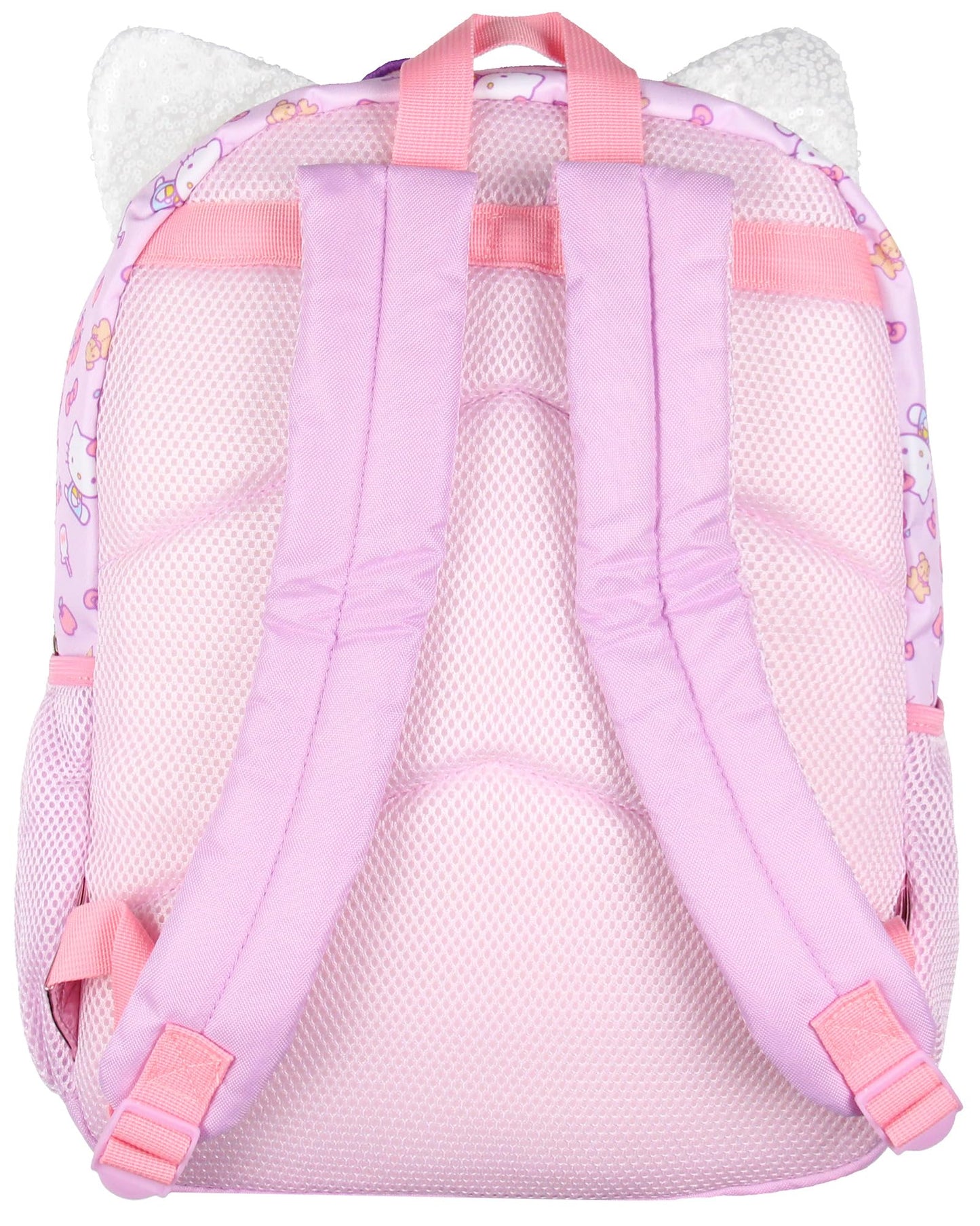 AI ACCESSORY INNOVATIONS Sanrio Hello Kitty Apples and Bows Sequin with PVC Bow Zipper Pull School Travel 16" Backpack For Kids