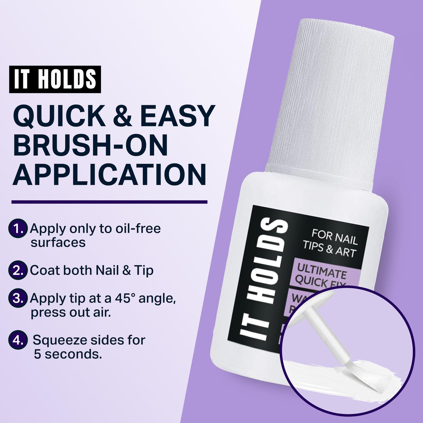 Brush On Nail Glue for Press On Nails, Extra Strong for Acrylic, Waterproof for Fake Nails Long Lasting Nail Glue, Professional for Nail Tips (8ml)