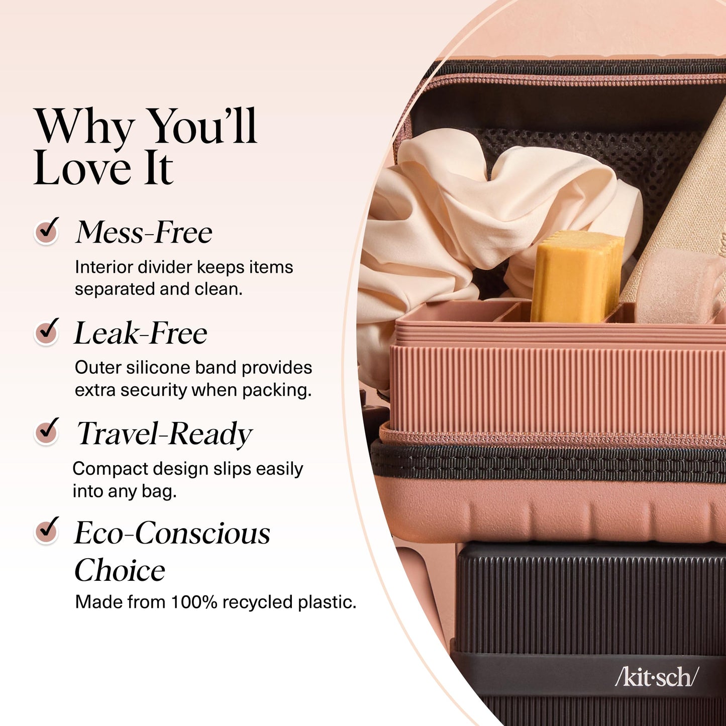 Kitsch 4-Compartment Travel Soap Case - Bar Soap Holder & Organizer, Travel Case for Bars - TSA-Approved - Lightweight, Durable, Leak-Proof, Made from Beauty and Personal Care Kitsch