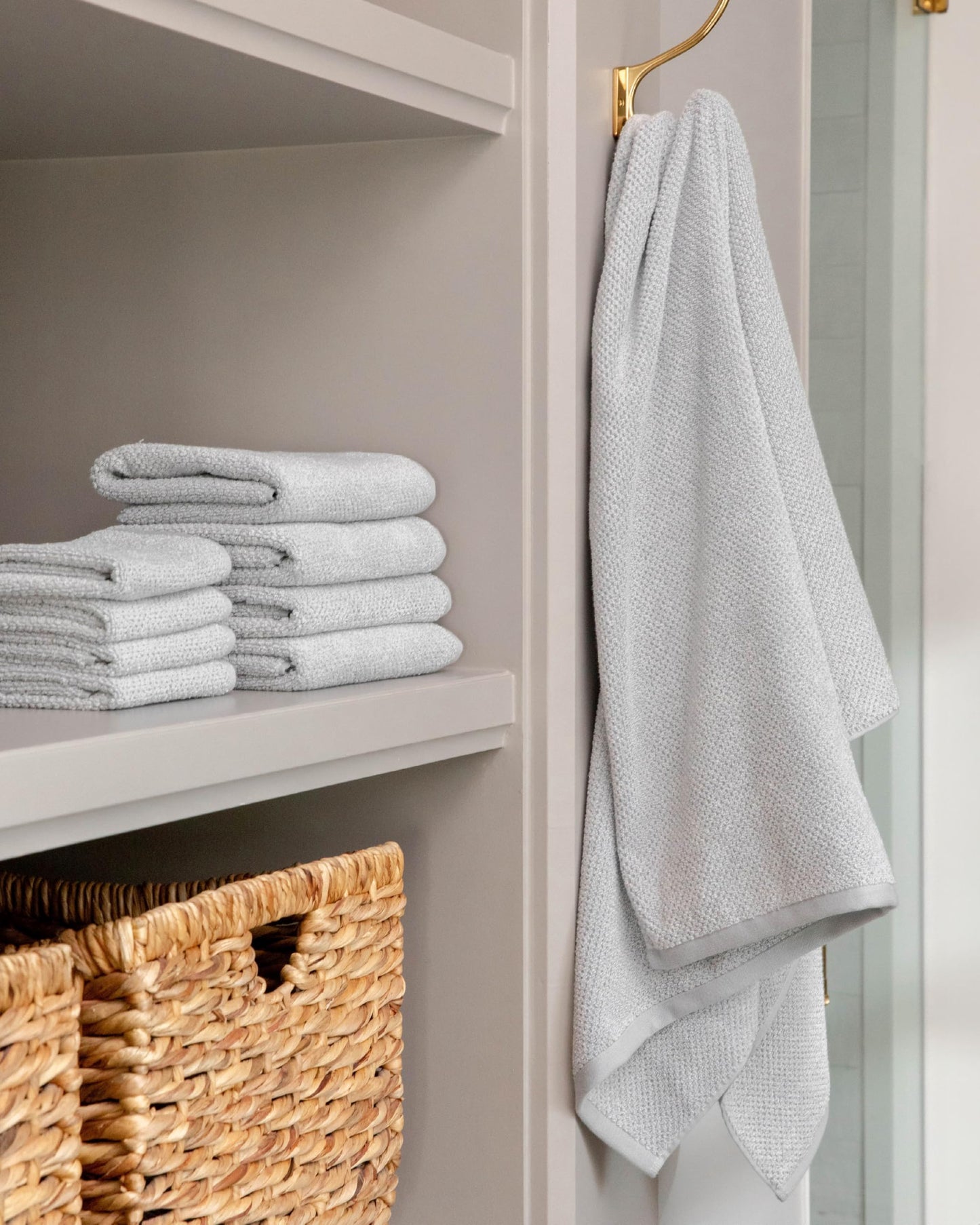 Cozy Earth Nantucket 60% Cotton 40% Viscose from Bamboo Bath Towel - 600 GSM Plush & Fast-Drying with Rice Weave Pattern - 2 Pack 30" x 58" Luxury…