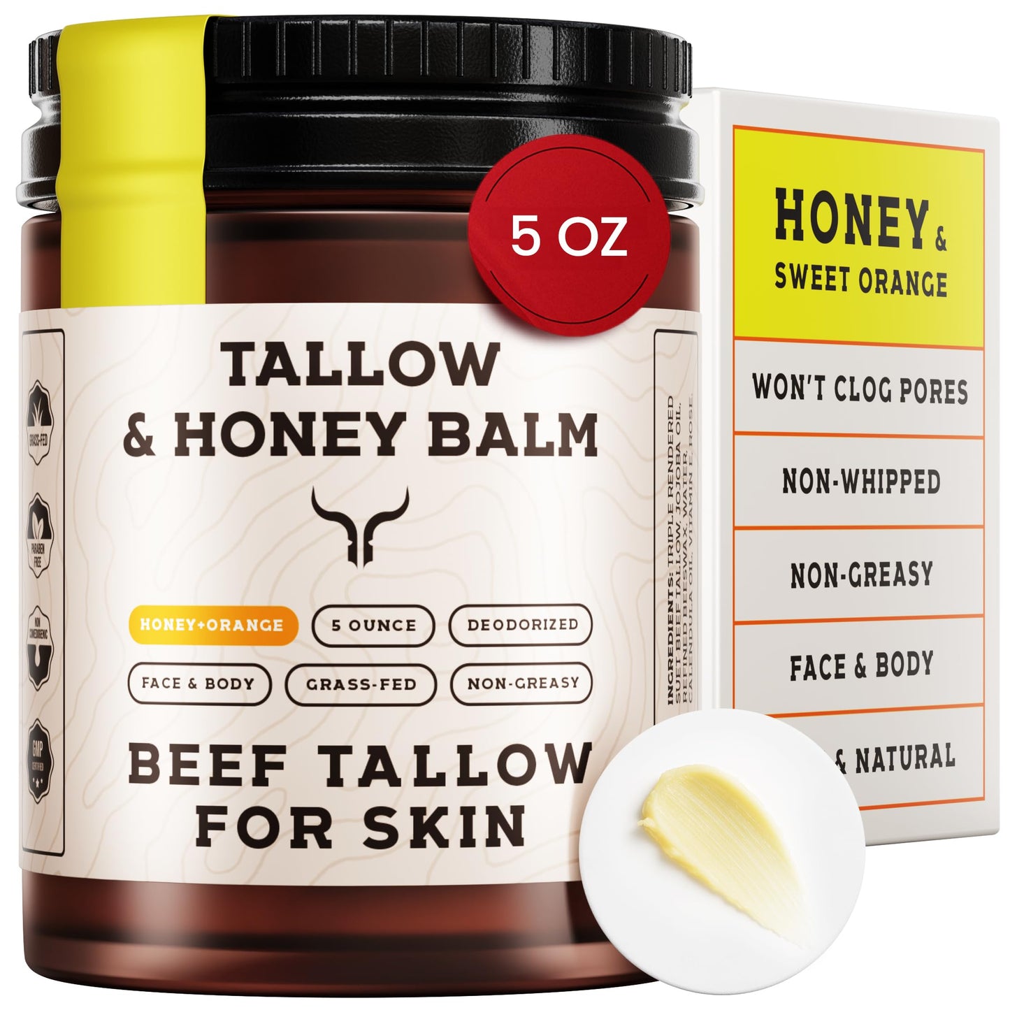 Beef Tallow for Skin - Tallow and Honey Balm For Face - Gift Ready - Tallow Face Moisturizer - Beef Tallow Moisturizer - Tallow Balm - Grass Fed Beef Beauty and Personal Care Ancestral Haven