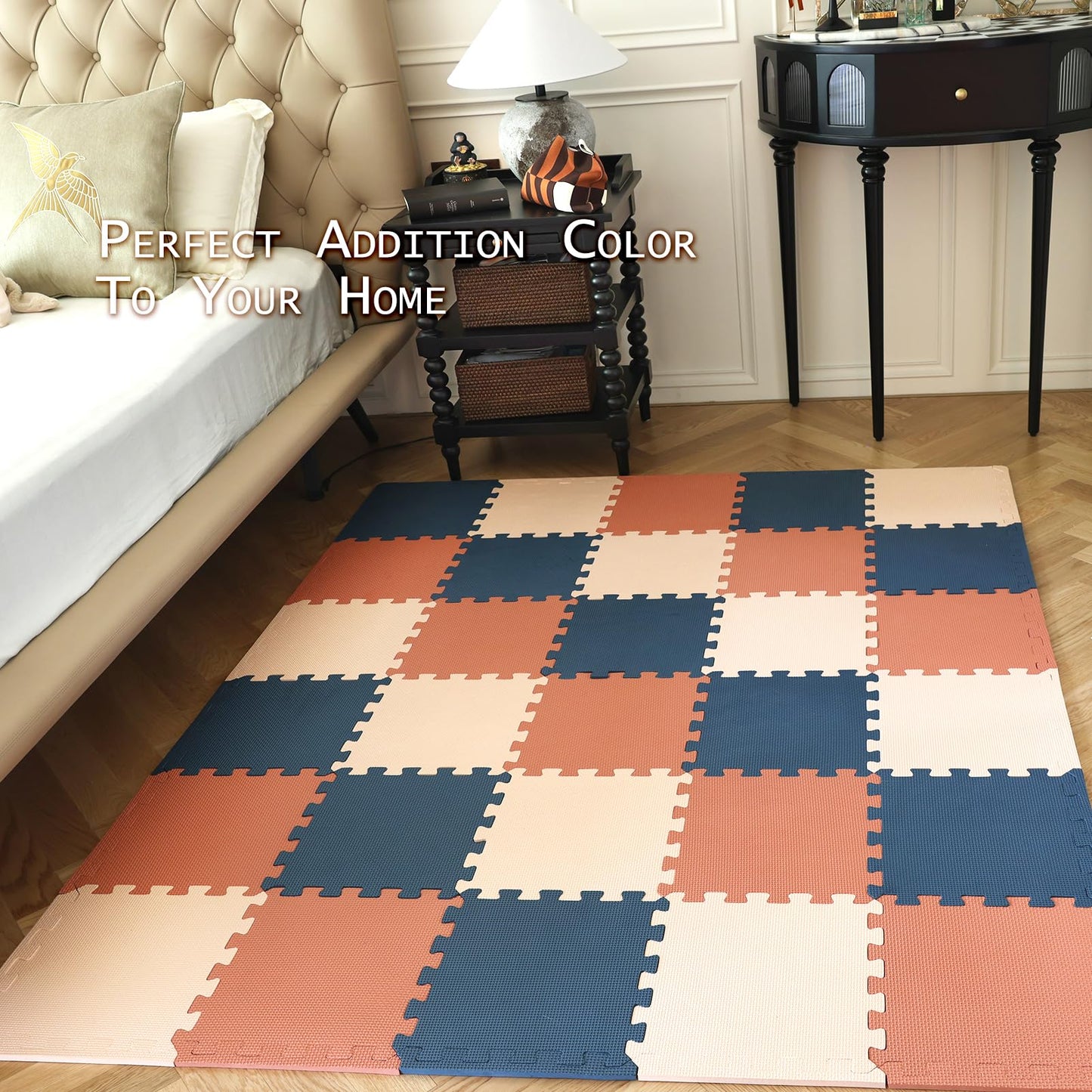 TCBunny Kids EVA Foam Play Mat – 36 Interlocking Puzzle Tiles with Edges, Soft Baby Floor Mat for Gym, Nursery & Playroom, 32 Sq Ft