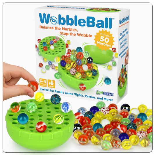 The Original WobbleBall Marble Balancing Game – Fast-Action Family & Party Game for 1-4 Players with 50 Colorful Marbles & Easy Storage