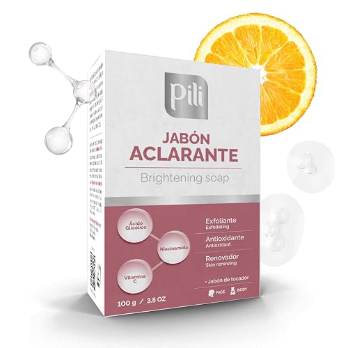 Pili Brightening Soap Bar 2 Pack - Face & Body Exfoliating Soap with Glycolic Acid, Vitamin C & Niacinamide - Skin Brightening for Even Tone & Glowing