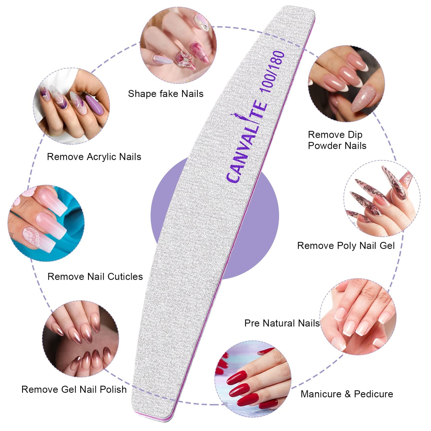 Canvalite 12pcs 100 Grit Nail Files for Acrylic Nails Emery Board Nail Styling Tools for Home and Salon Use Beauty and Personal Care CANVALITE