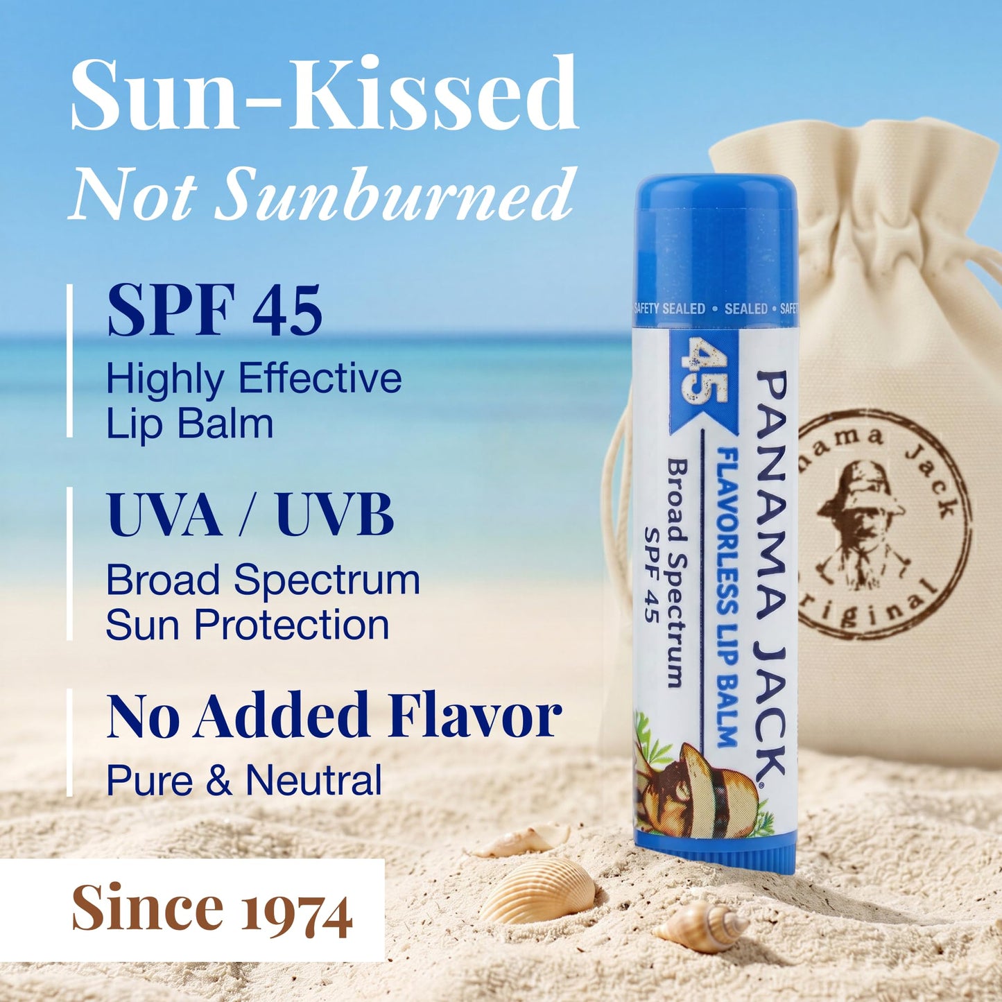 Panama Jack Sunscreen Lip Balm - SPF 45, Broad Spectrum UVA-UVB Sunscreen Protection, Prevents & Soothes Dry, Chapped Lips Beauty and Personal Care Panama Jack