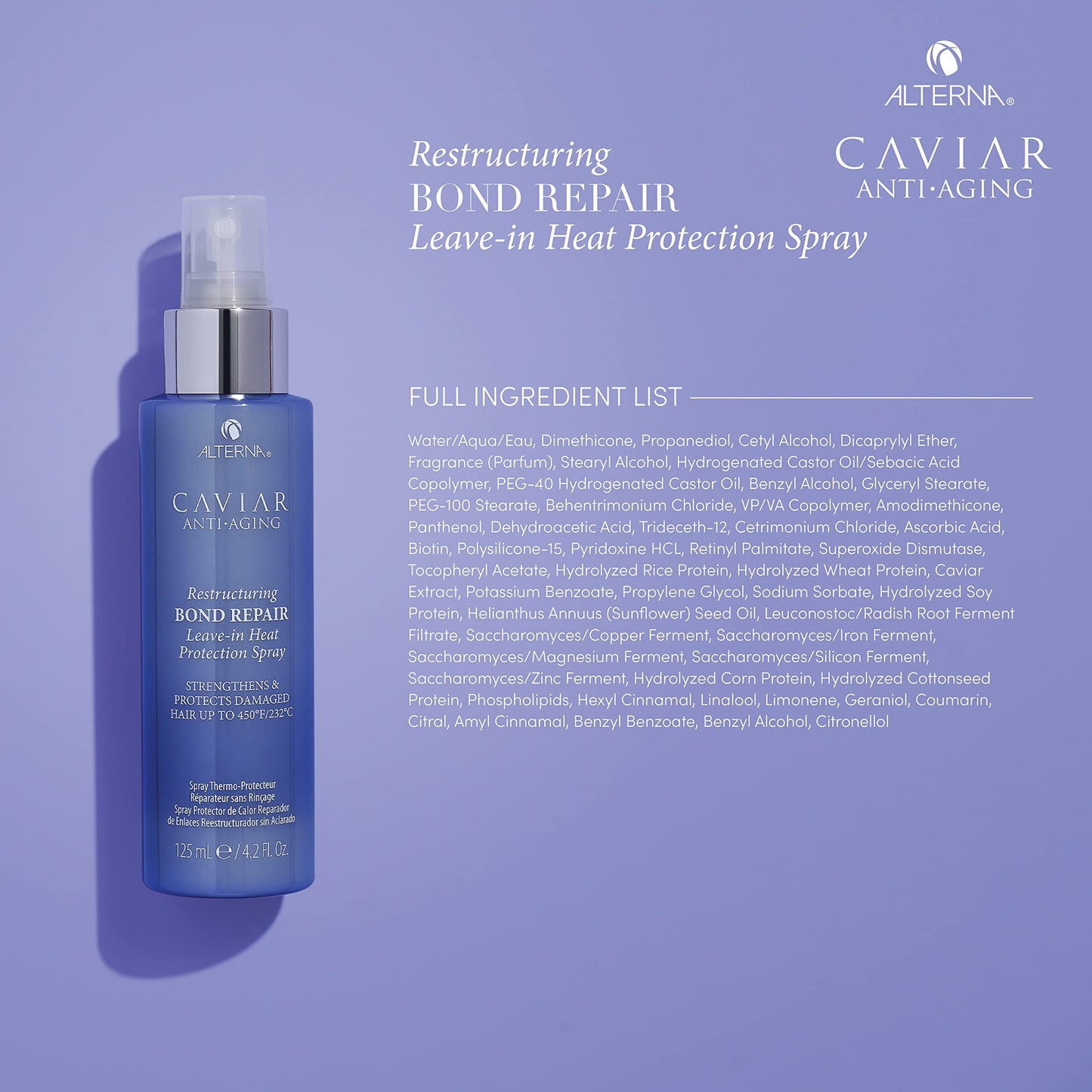 Alterna Caviar Anti-Aging Restructuring Bond Repair Leave-in Heat Protection Spray,4.2 Ounce (2-Pack)