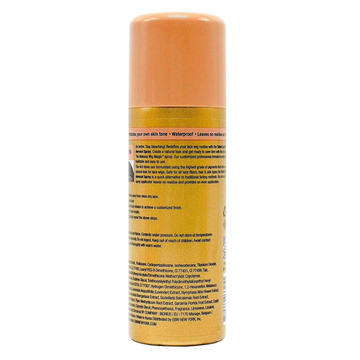 EBIN NEW YORK Tinted Lace Spray Light Warm Brown | Water Resistant & High Pigment Lace Tint for Wig | Even Spray, No Residue & Natural Finish | 2.7 Fl