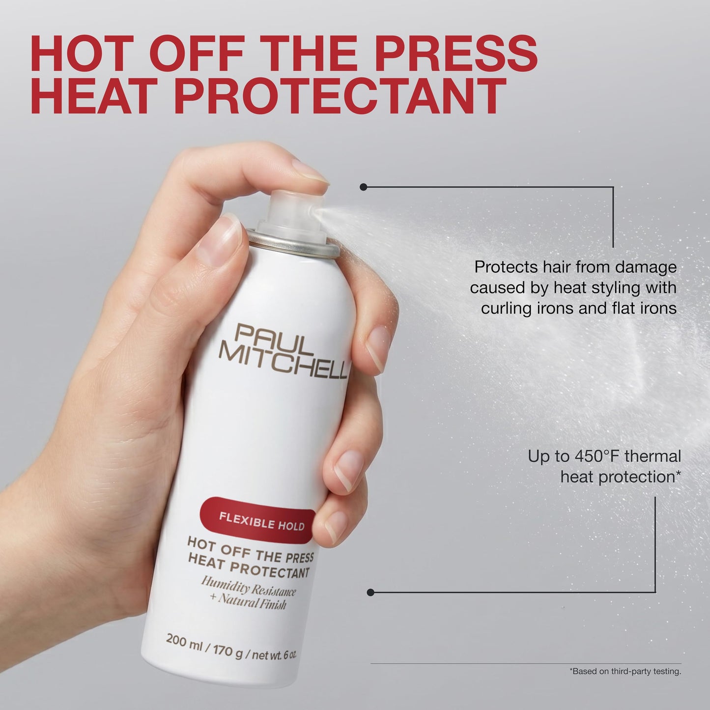 Paul Mitchell Hot Off The Press Heat Protectant, Humidity Resistance, Flexible Hold + Natural Finish, For All Hair Types, 9.1 oz