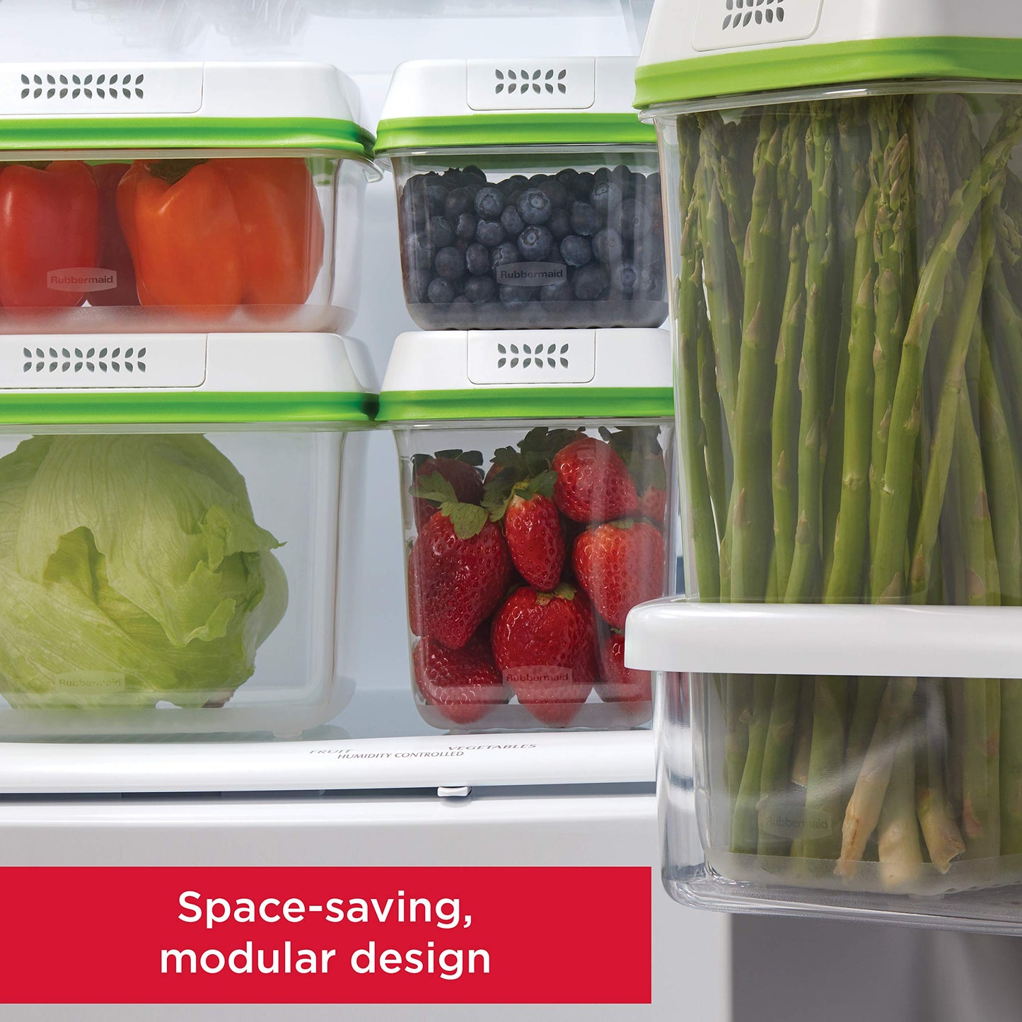 Rubbermaid FreshWorks Produce Saver, Medium and Large Storage Containers, 6 Piece Set