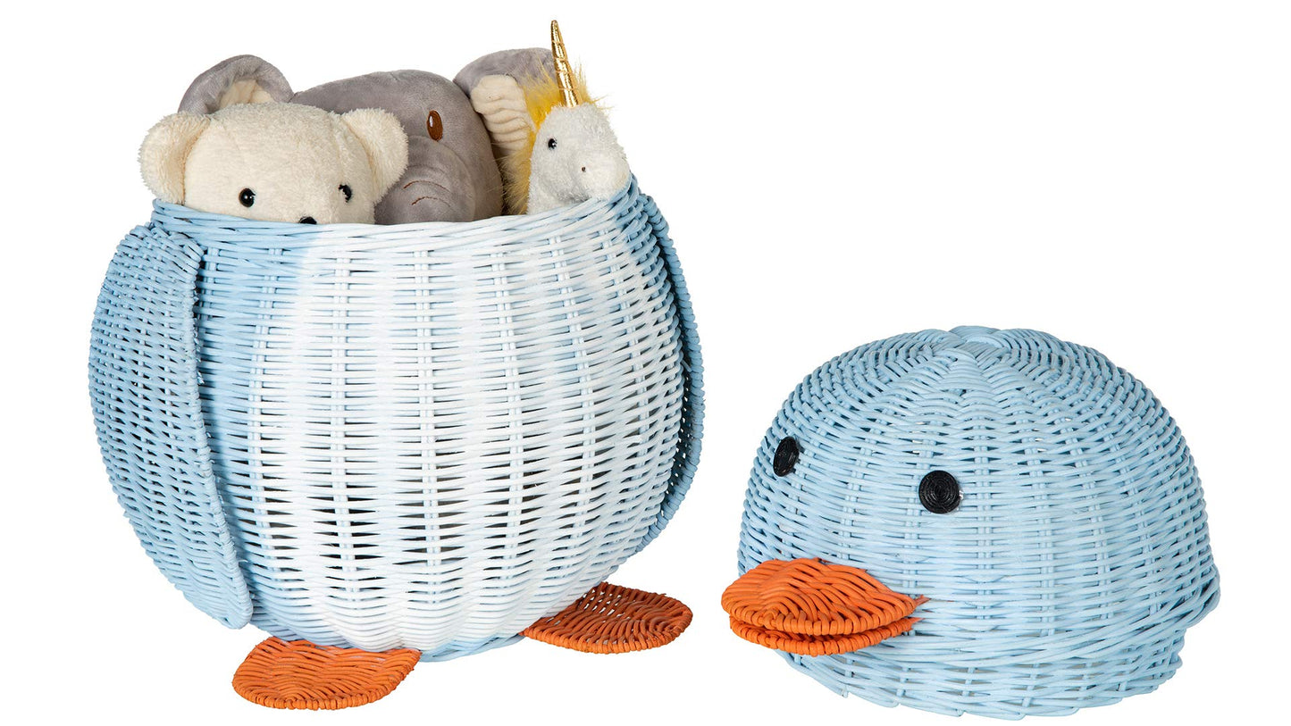 KOUBOO Wicker Penguin, Multi-Color Storage Basket Blue and White