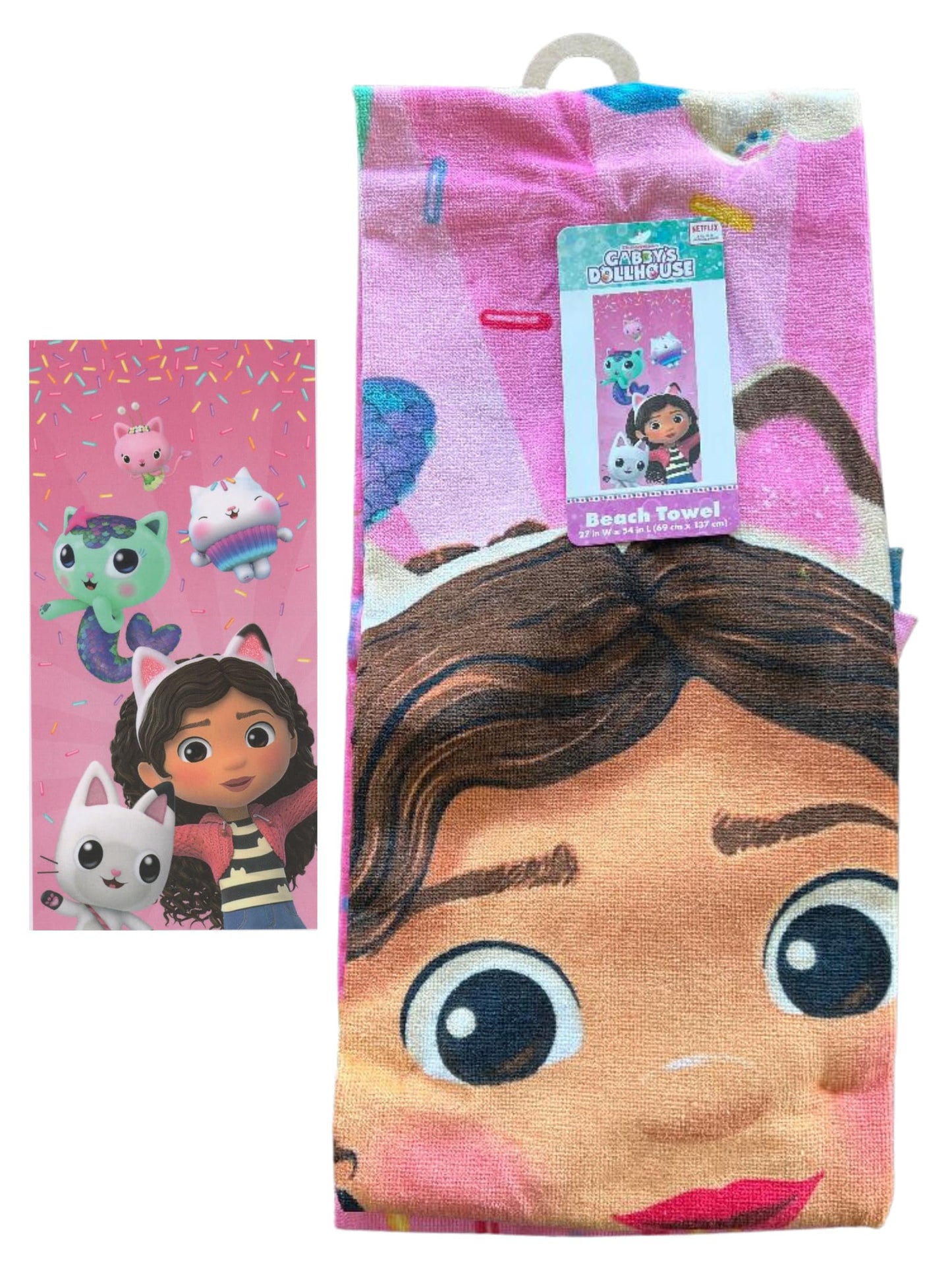 DreamWorks Gabby's Dollhouse Beach Towel - Pink 27 x 54 Inches