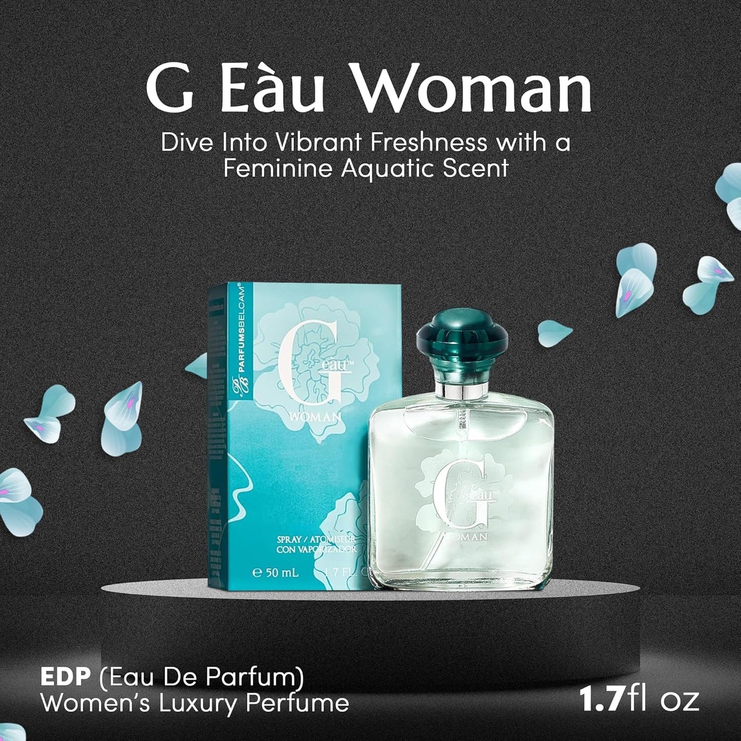 PB ParfumsBelcam G eàu Woman Eau De Parfum Spray for Women - 50 mL Affordable Long Lasting Perfume with Fresh Aquatic Fragrance & Chic Citrus Scent