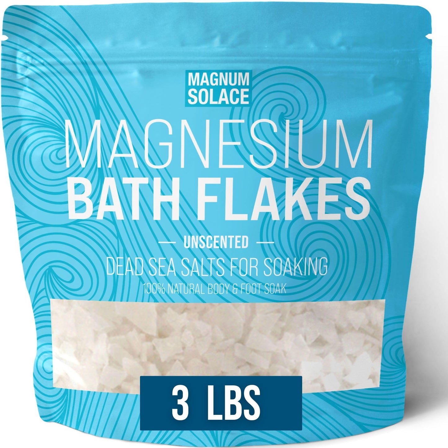 Magnesium Flakes for Bath - Magnesium Chloride Flakes - Dead Sea Salts for Soaking, 3.0 LBS Beauty and Personal Care Magnum Solace