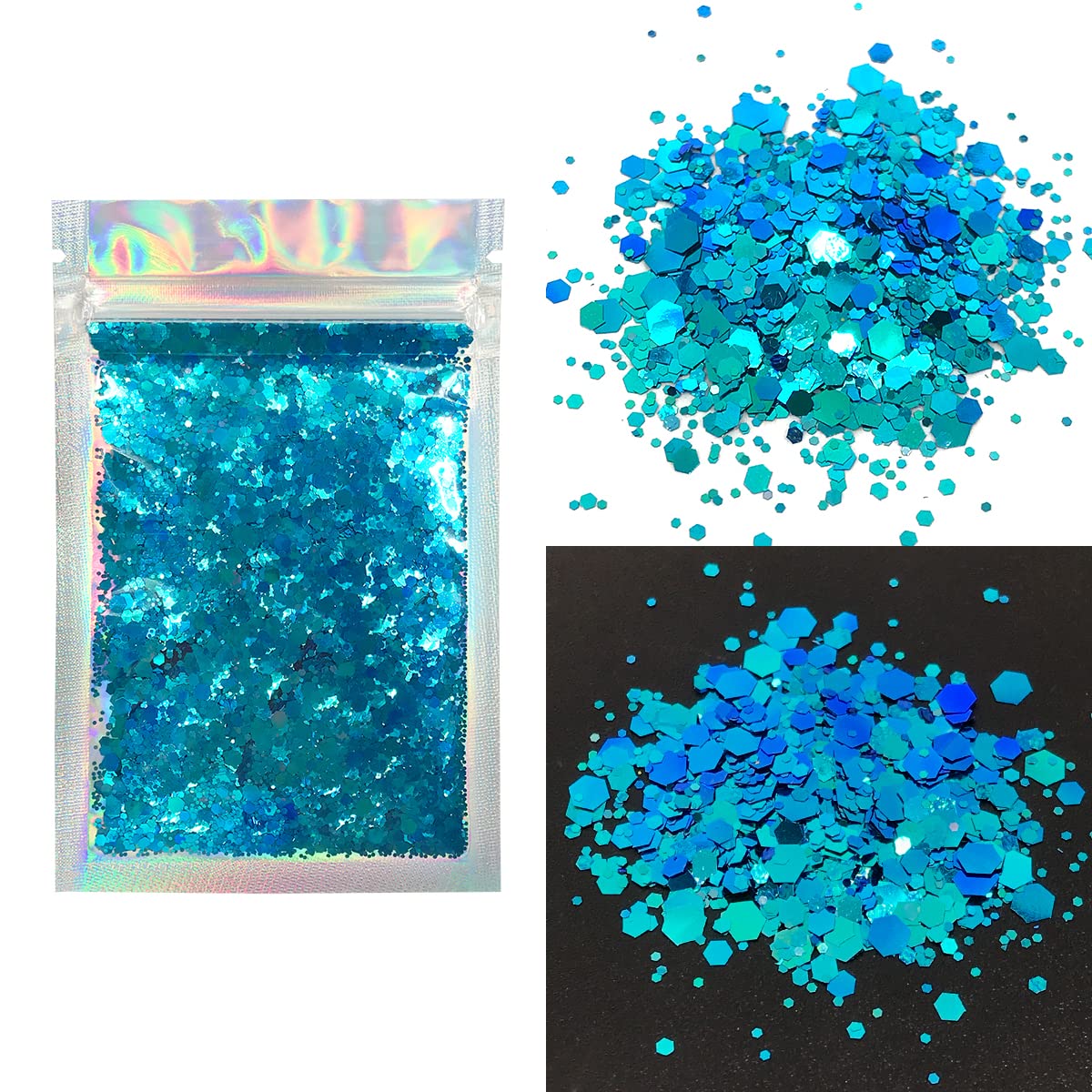Blue Face & Body Glitter - Cosmetic Grade Chunky Glitter - Color Shift - Uses Include: Festivals, Raves, Face, Body, Nails, Resin, Arts, Crafts