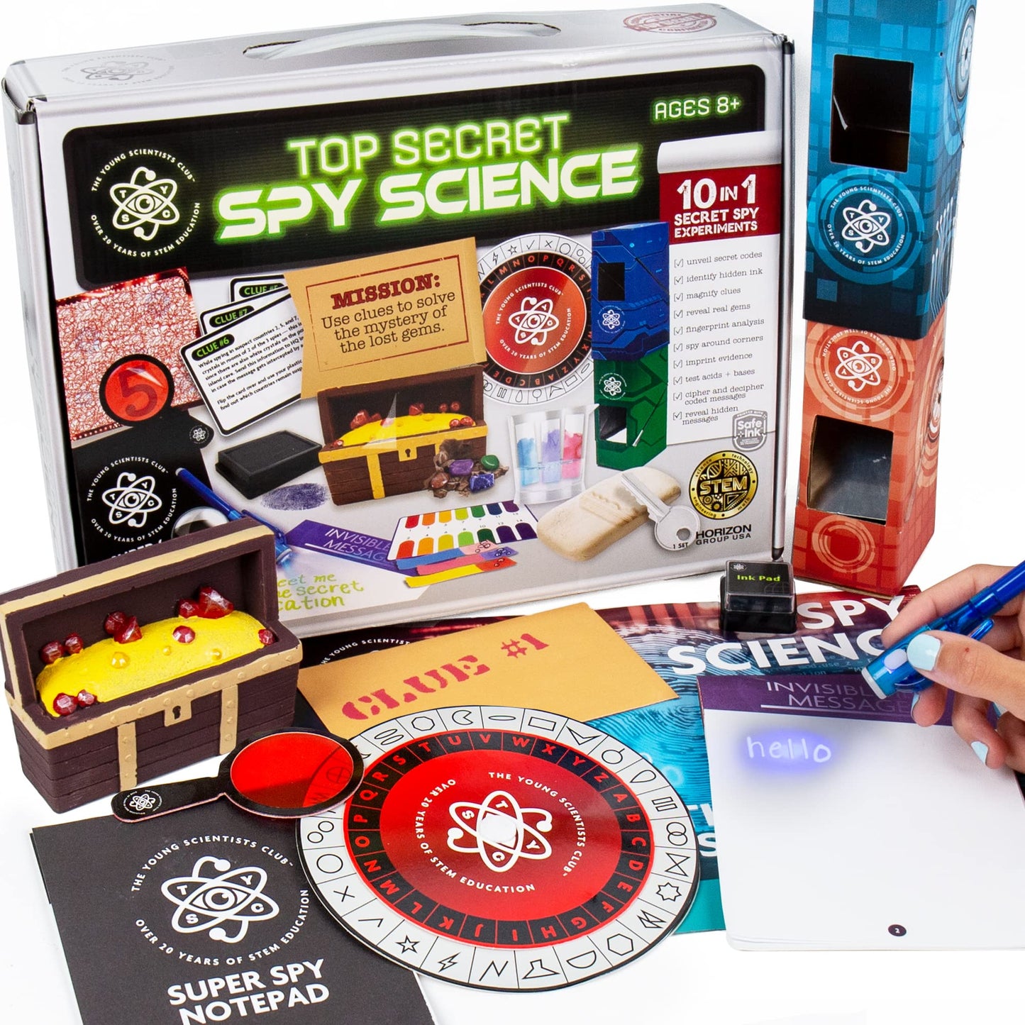 The Young Scientists Club Top Secret Spy Science Kit – Detective Set for Kids, Crime Solver Toy Gift for Boys & Girls Ages 8-10