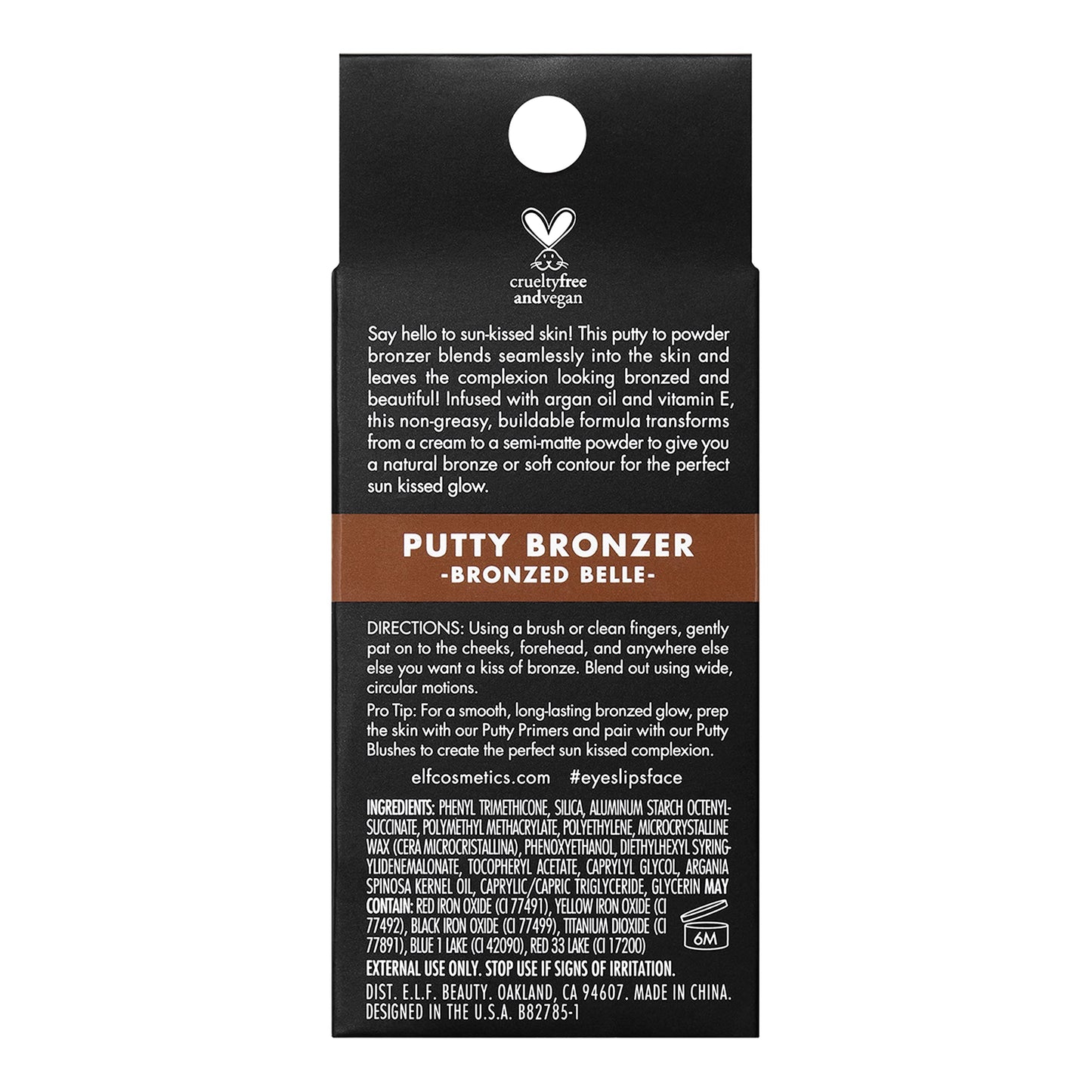 e.l.f. Putty Bronzer, Creamy & Highly Pigmented Formula, Creates a Long-Lasting Bronzed Belle Glow, Infused with Argan Oil & Vitamin E, 0.35 Oz