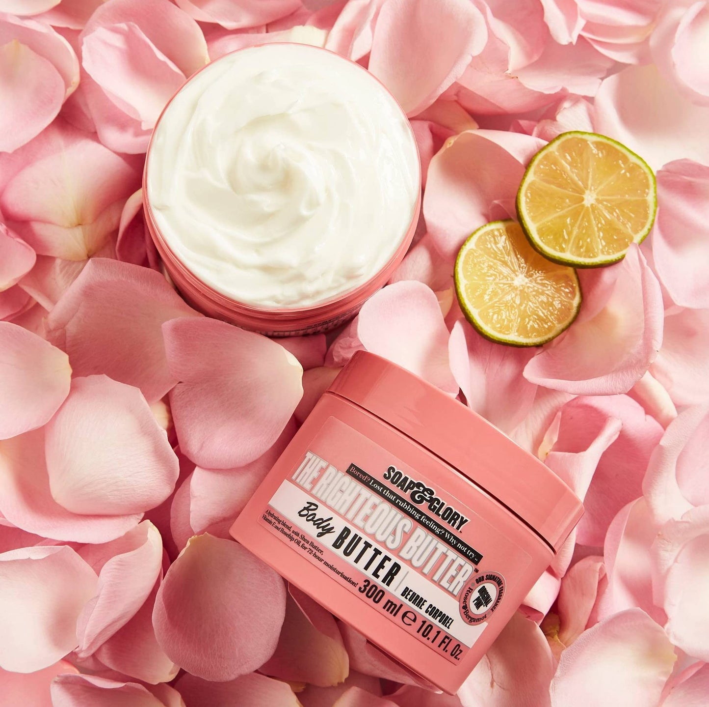 Soap & Glory The Righteous Moisturizing Body Butter - Hydrating Vegan Body Moisturizer for Dry Skin with Shea Butter, Vitamin E & Rosehip Seed Oil