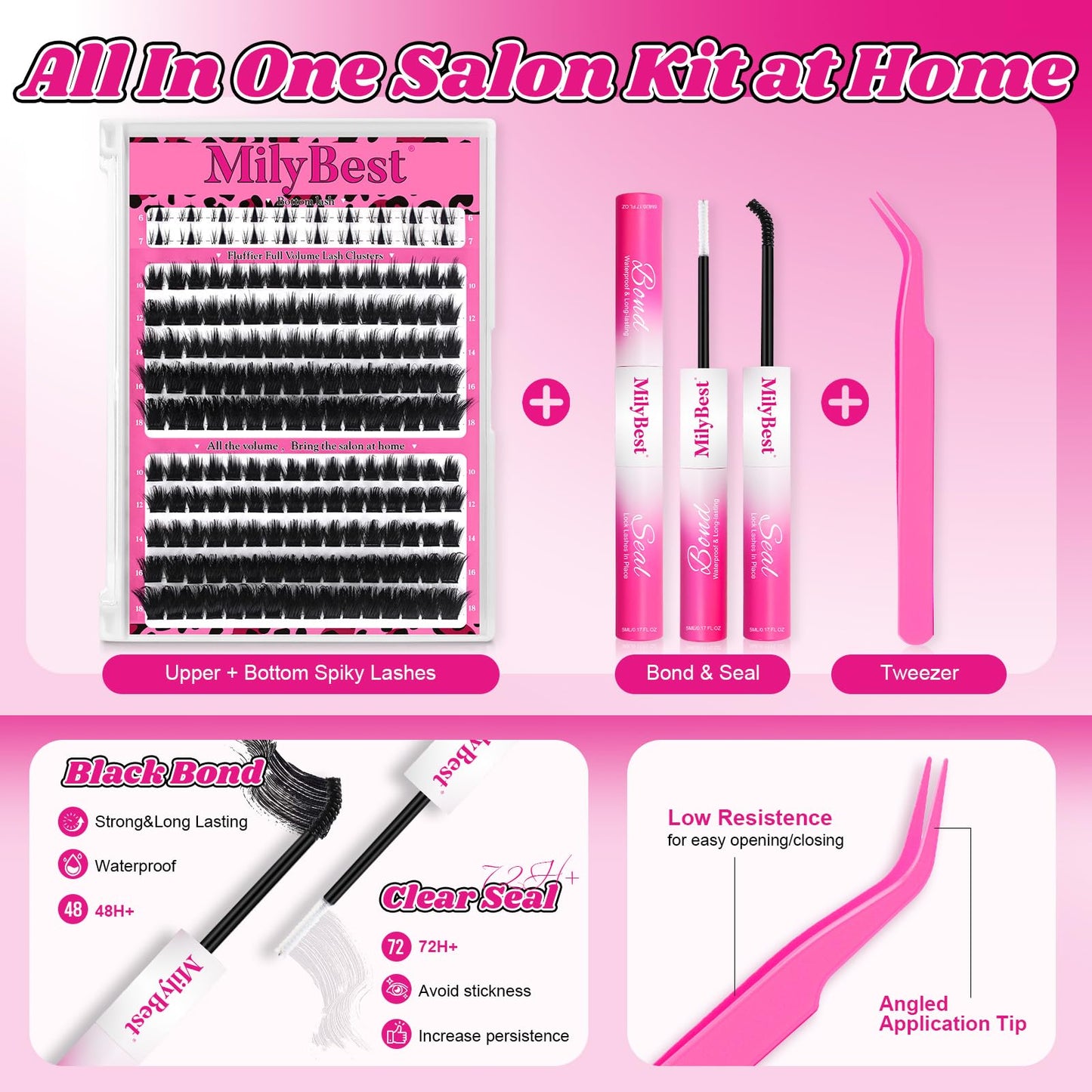 Cove Lash Clusters Kit Eyelash Clusters with Bottom Lashes 10-18mm Manga Fairy Individual Lashes Wispy Fluffy Cluster Eyelash Extensions Bond & Seal Beauty and Personal Care MilyBest