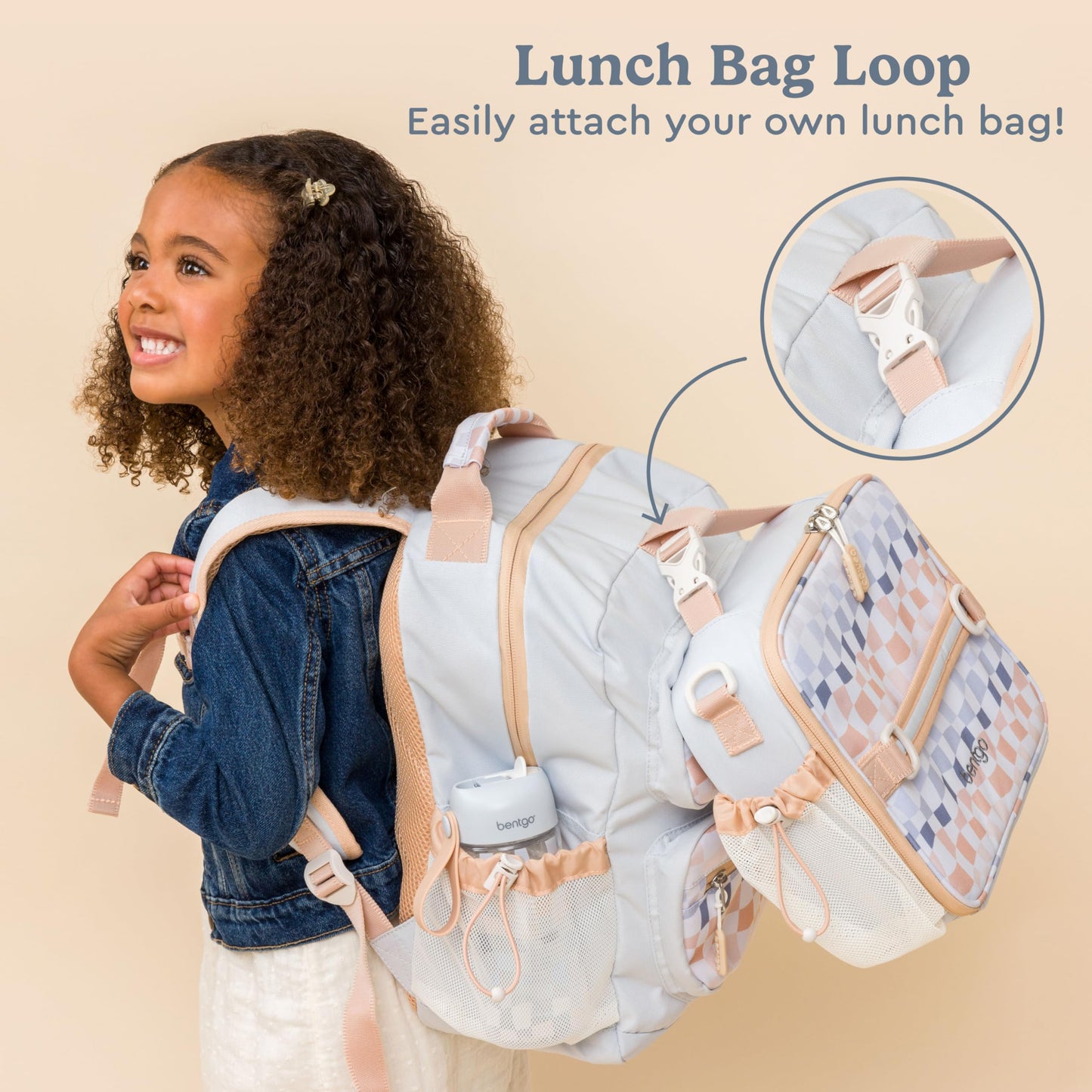 Bentgo Kids Backpack (Whimsy & Wonder Collection) - Lightweight 14’’ for School, Travel & Daycare - Ideal for Kids 4+, Durable & Water-Resistant, Roomy Interior, Loop for Lunch Bag (Checker Gradient)