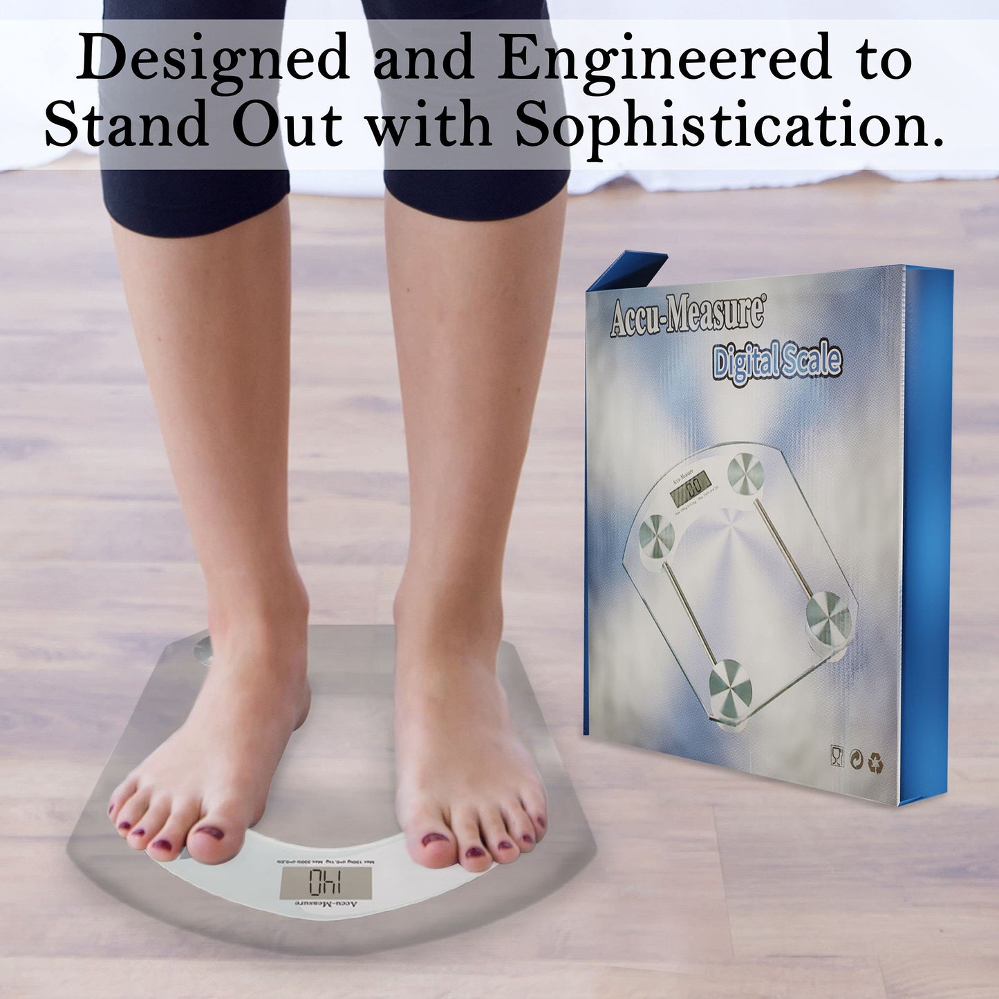 Accu-Measure Digital Scale - Accurate and Precise - Bathroom and Home Scale - Track Your Progress - Easy to Store - Up to 400 Pounds