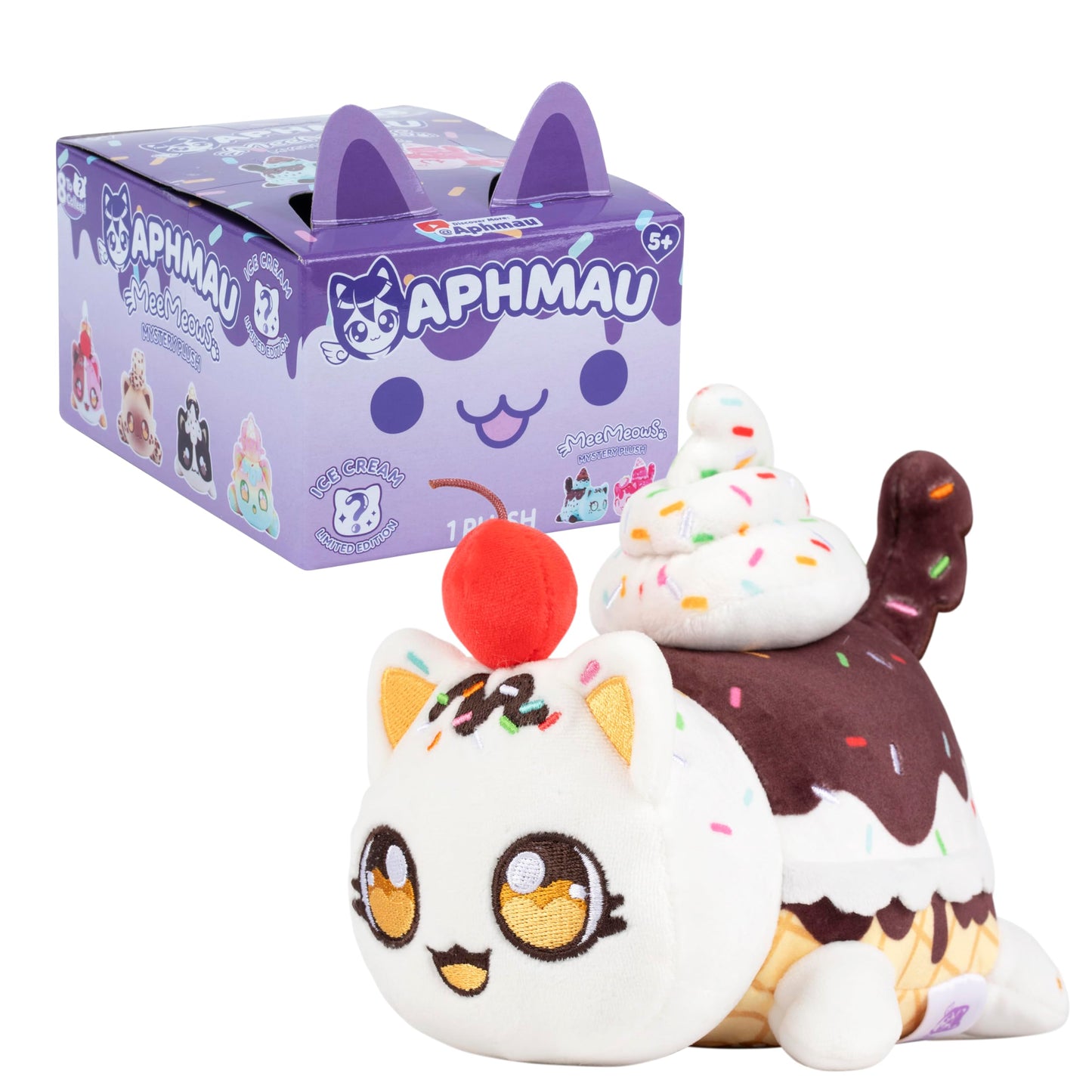 Aphmau 6” MeeMeow Mystery Plush - Ice Cream; YouTube Gaming Channel, Blind Box, 1 of 8 Possible Ice Cream MeeMeows, Official Merch