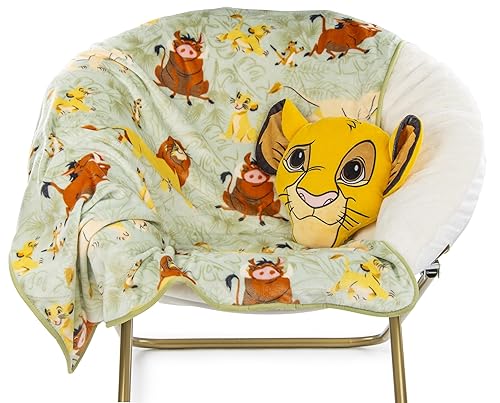 Jay Franco Disney Lion King Simba Nogginz Set - 40 x 50 Inch Lightweight Travel Throw Blanket & Plush Pillow with - Kids Super Soft 2 Piece Safari…