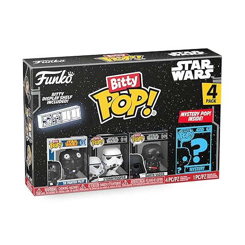 Funko Bitty POP! Star Wars - Darth Vader, 4-Pack - Darth Vader, TIE Fighter Pilot, Stormtrooper and A Surprise Mystery Mini Figure - 0.9 Inch (2.2…