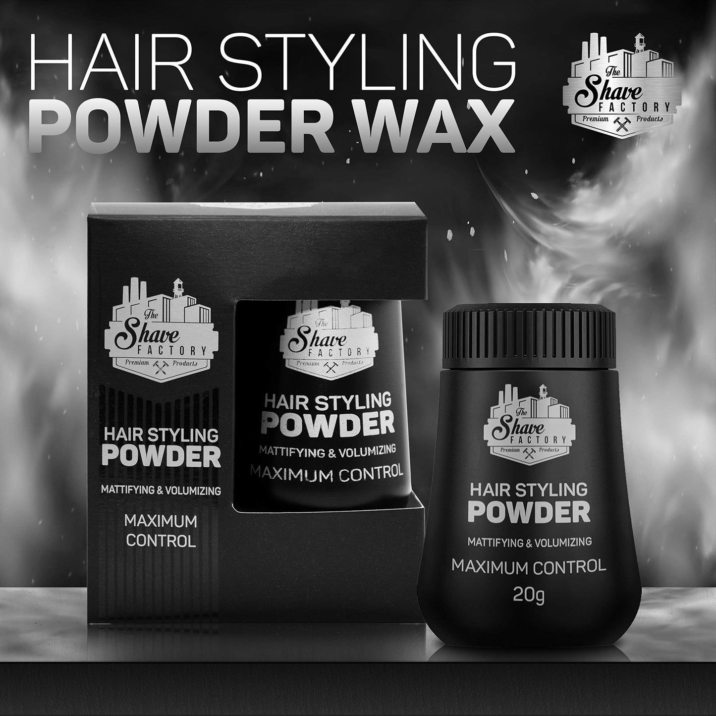 the shave factory Hair Styling Powder 21gr. Mattifying&Volumizing Powder with Maximum Control-Elegant Design, Ease Of Use, Flexible and Long-Lasting