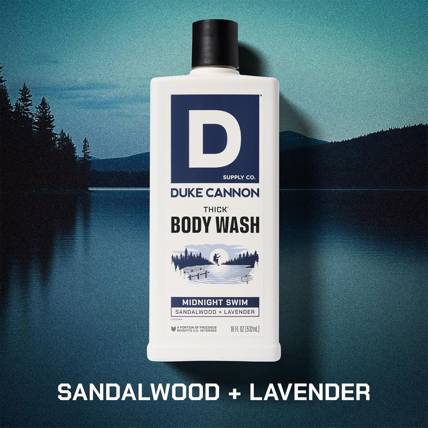 Duke Cannon Supply Co. Thick High Viscosity Body Wash - 3X Thicker, Cleansing Shower and Bath Gel, Mineral-Enriched Body Wash for Men - Sandalwood +