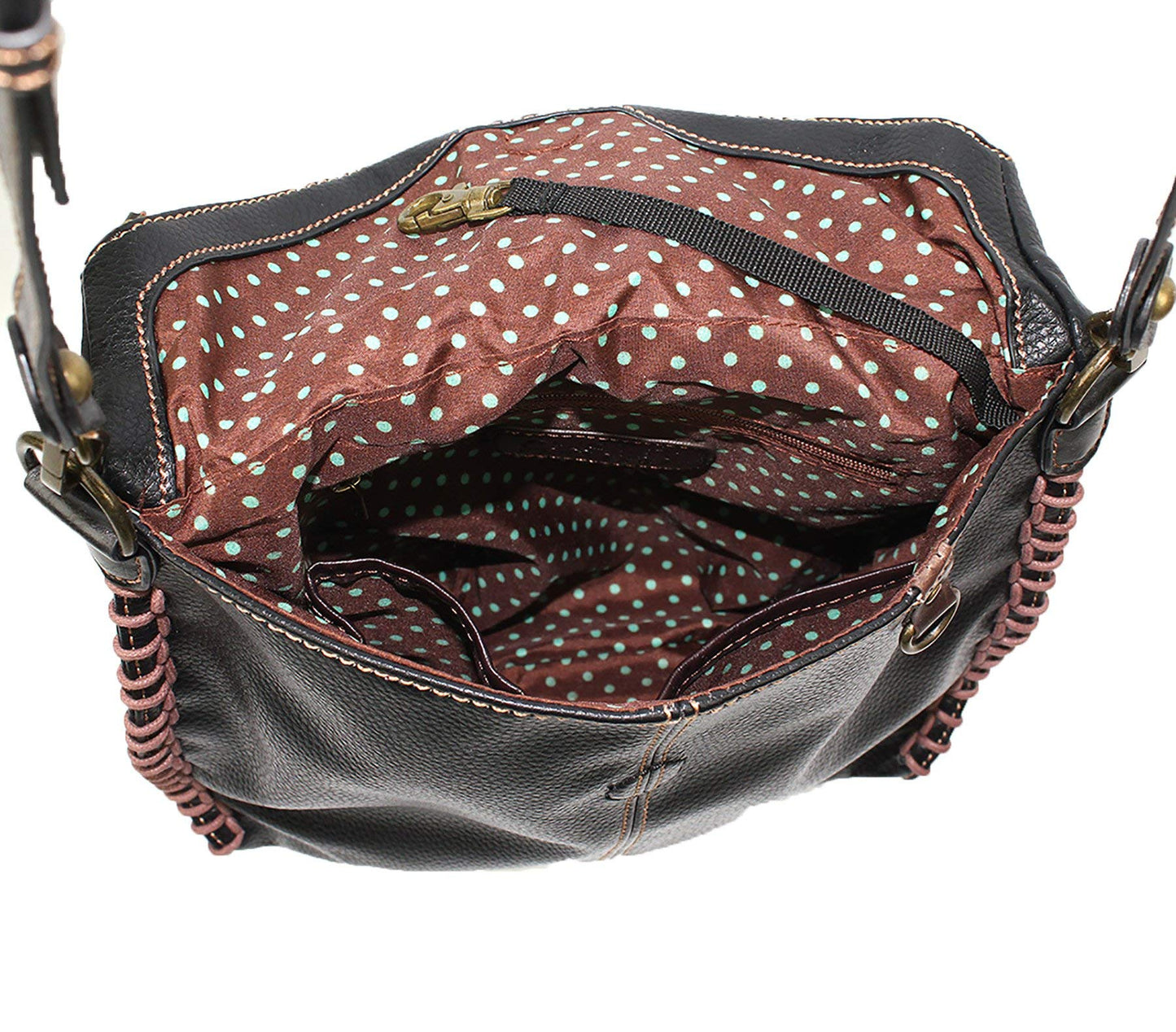Chala Charming Crossbody Bag Shoulder Handbag With Flap Top and Zipper Black - Metal PawPrint