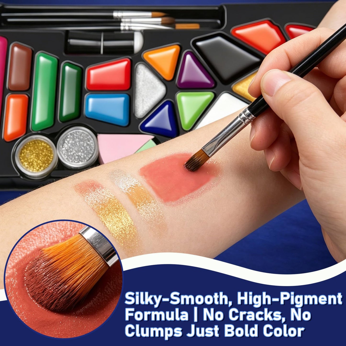 Sports Face Paint Kit, 20 Colors Washable Face & Body Paint with Glitter and Brushes, Game Day Makeup for Kids Adults, Parties, Bars & Team Events