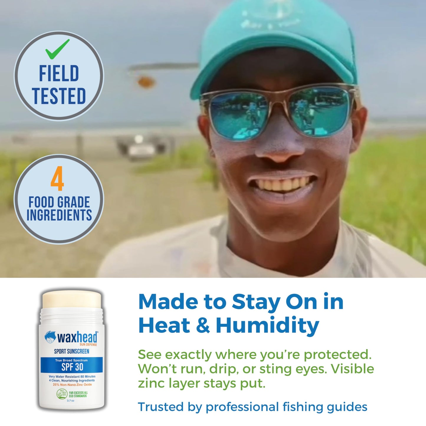 Waxhead Zinc Oxide Sunscreen Stick SPF 30, 4-Ingredient Mineral Sunscreen for Face & Body, EWG 1, Reef Safe Non-Nano, Baby & Kids Sensitive Skin